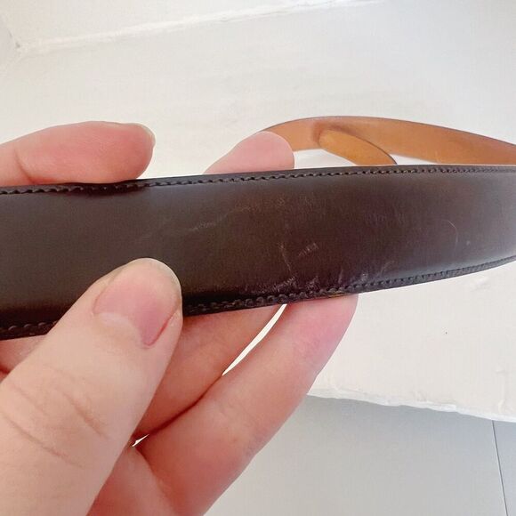 Trafalgar Men's Brown Leather Belt Brass Buckle Gold Size 38 - Picture 6 of 8